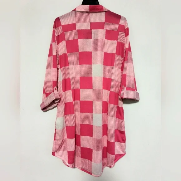 New Pink and White Checkers Shirt / Size 1X - Picture 4 of 11